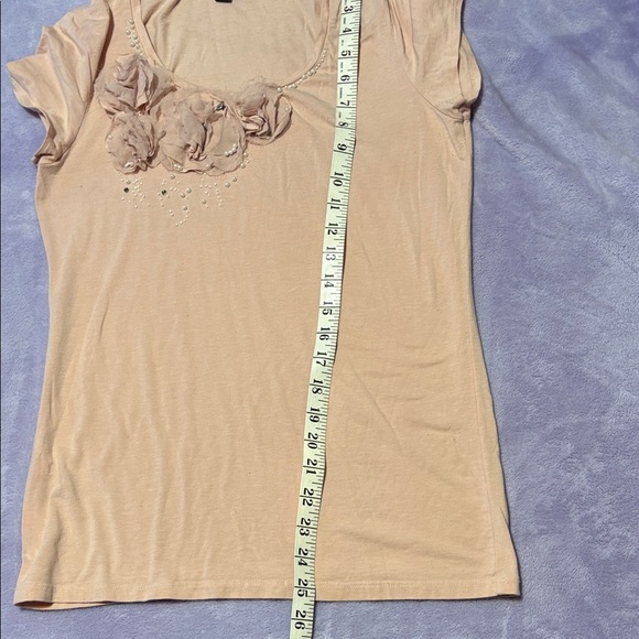 Ann Taylor Blush Floral Embellished Tee - Picture 7 of 9